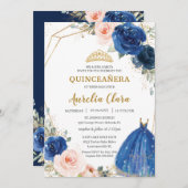 キンセアニラ王室のブルー赤面フローラバラボールガウン 招待状 (正面/裏面)