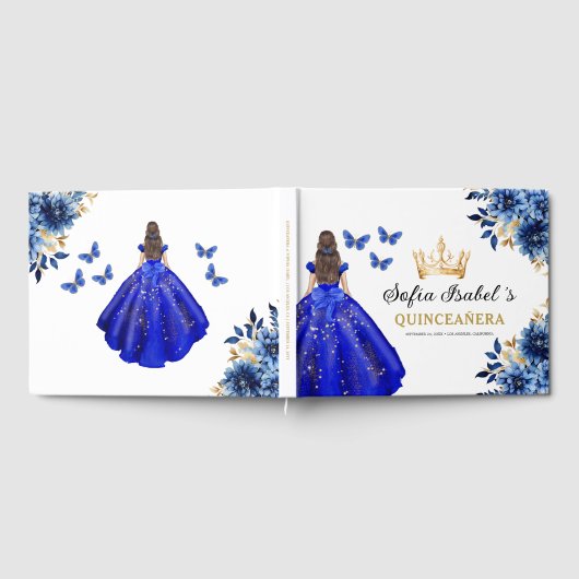 キンセアニラ王室のブルー金ゴールドプリンセス蝶 ゲストブック (全面)