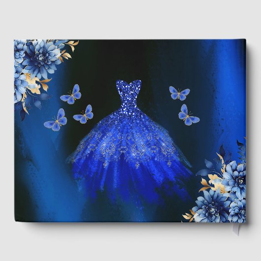 キンセアニラ王室のブルー金ゴールドプリンセス蝶 ゲストブック (裏面)