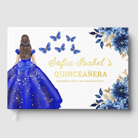 キンセアニラ王室のブルー金ゴールドプリンセス蝶 ゲストブック (正面)