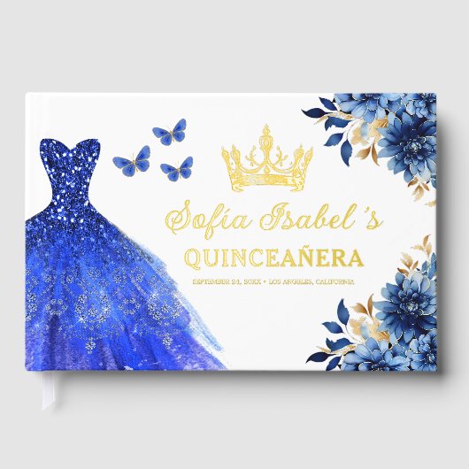 キンセアニラ王室のブルー金ゴールドプリンセス蝶 ゲストブック (正面)