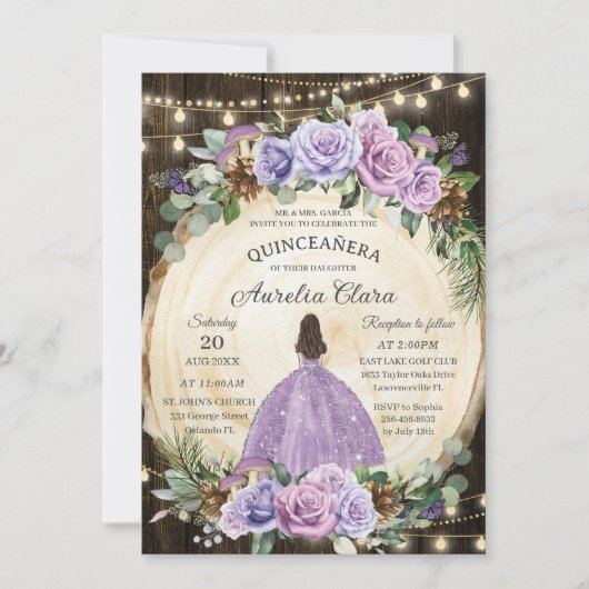 キンセアニラ素朴パープルフローラ魅力林 招待状 (正面)