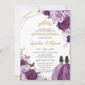 キンセアニラ薄紫ダークパープルプラムフローラツインズ 招待状 (正面)