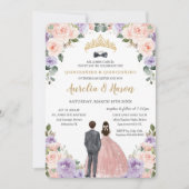 キンセアニラ薄紫赤面フラワーツインズボーイガール 招待状 (正面)