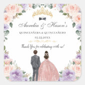 キンセアニラ薄紫赤面フローラツインズボーイガール スクエアシール (正面)