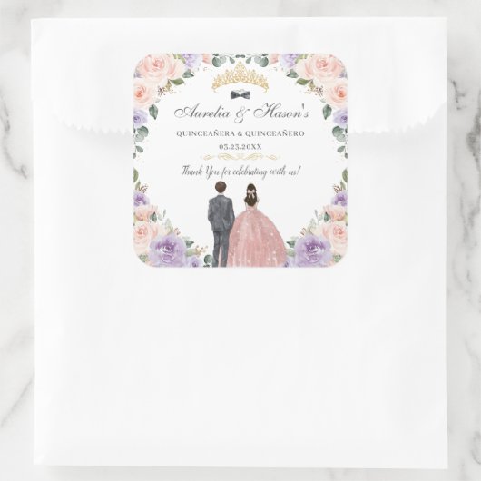 キンセアニラ薄紫赤面フローラツインズボーイガール スクエアシール (バッグ)