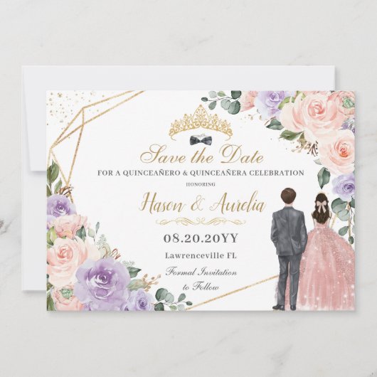 キンセアニラ薄紫赤面フローラツインズボーイガール セーブザデート (正面)