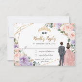 キンセアニラ薄紫赤面フローラツインズボーイガール 出欠カード (正面)