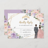 キンセアニラ薄紫赤面フローラツインズボーイガール 出欠カード (正面/裏面)