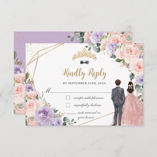 キンセアニラ薄紫赤面フローラツインズボーイガール 出欠カード (正面/裏面)