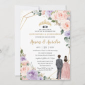 キンセアニラ薄紫赤面フローラツインズボーイガール 招待状 (正面)