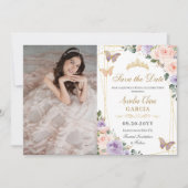 キンセアニラ薄紫赤面フローラ誕生日写真 セーブザデート (正面)