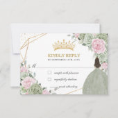 キンセアニラ誕生日セージグリーンソフトピンクフローラ 出欠カード (正面)