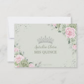 キンセアニラ誕生日セージグリーンソフトピンクフローラ 出欠カード (裏面)