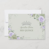 キンセアニラ誕生日セージグリーンラベンダーフローラ 出欠カード (裏面)