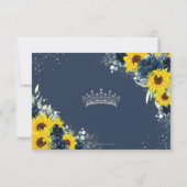 キンセアニラ誕生日ネイビーブルーサンフラワーフローラ 出欠カード (裏面)