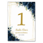 キンセアニラ誕生日ネイビーブルーフローラ金ゴールド テーブルナンバー (裏面)