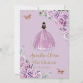 キンセアニラ誕生日パープル薄紫フローラプリンセス 招待状 (裏面)