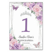 キンセアニラ誕生日パープル薄紫淡い色のピンクフローラ テーブルナンバー (裏面)