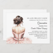 キンセアニラ誕生日ピンクプリンセス 招待状 (正面/裏面)