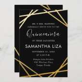 キンセアニラ誕生日ブラック金ゴールド 招待状 (正面/裏面)