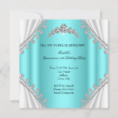 キンセアニラ誕生日プリンセスティール(緑がかった色)ダイヤモンド 招待状 (裏面)