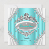 キンセアニラ誕生日プリンセスティール(緑がかった色)ダイヤモンド 招待状 (正面)