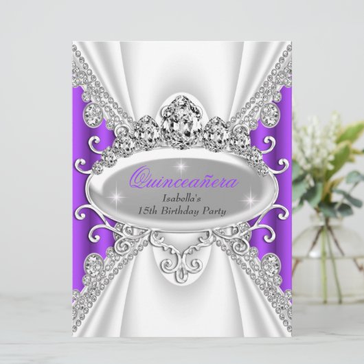 キンセアニラ誕生日プリンセスパープルダイヤモンドラージ 招待状 (スタンド正面)