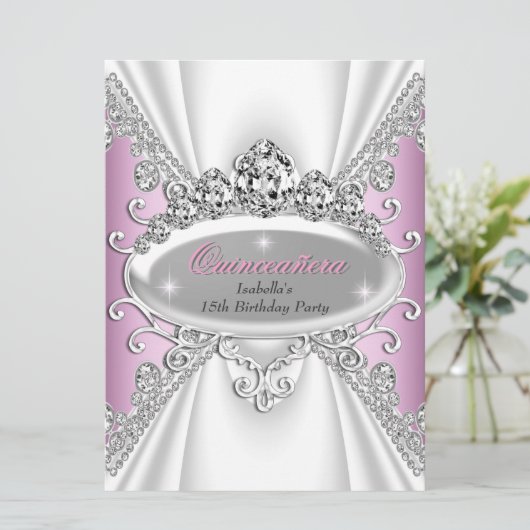 キンセアニラ誕生日プリンセスピンクダイヤモンドラージ 招待状 (スタンド正面)