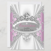 キンセアニラ誕生日プリンセスピンクダイヤモンドラージ 招待状 (正面)
