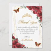 キンセアニラ誕生日レッドフローラ金ゴールド蝶 サンキューカード (正面)