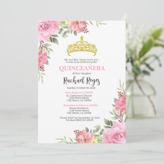 キンセアニラ誕生日招待状テンプレート 招待状 (スタンド正面)