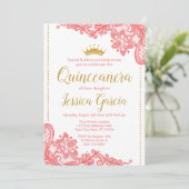 キンセアニラ誕生日招待状 |サンゴと金ゴールド 招待状 (スタンド正面)