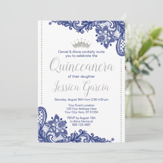 キンセアニラ誕生日招待状 |青と銀 招待状 (スタンド正面)