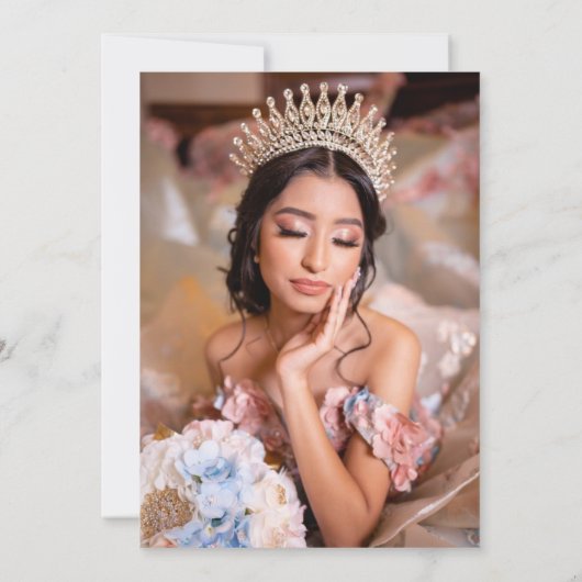 キンセアニラ誕生日王室のネイビーブルー 招待状 (裏面)