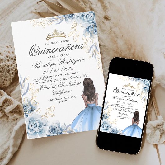 キンセアニラ誕生日王室のブルーガール15th誕生日 招待状