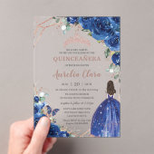 キンセアニラ誕生日王室のブルーフローラプリンセス アクリル招待状 (インサイチュ (ポータブル))