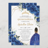 キンセアニラ誕生日王室のブルーフローラプリンセス 招待状 (正面/裏面)