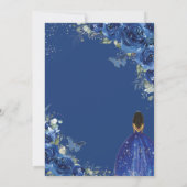 キンセアニラ誕生日王室のブルーフローラプリンセス 招待状 (裏面)