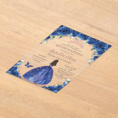 キンセアニラ誕生日王室のブルーフローラプリンセスXV アクリル招待状 (レイダウン)