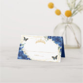 キンセアニラ誕生日王室のブルーフローラ蝶 プレイスカード (裏面)