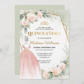 キンセアニラ赤面バラ誕生日 招待状 (正面/裏面)