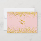 キンセアニラ赤面ピンクウォーターカラーゴールドフォイルガーリー 出欠カード (裏面)