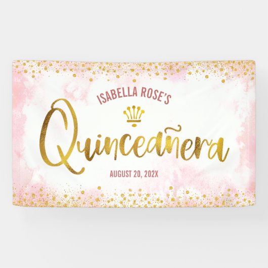 キンセアニラ赤面ピンクウォーターカラー金ゴールドへようこそ 横断幕 (横)