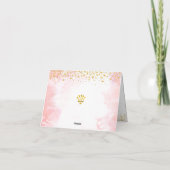 キンセアニラ赤面ピンクウォーターカラー金ゴールドグリッター サンキューカード (裏面)