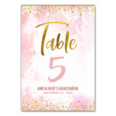 キンセアニラ赤面ピンクウォーターカラー金ゴールドグリッター テーブルナンバー (正面)