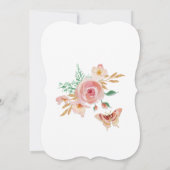 キンセアニラ赤面ピンクバタフライ花n金ゴールド 招待状 (裏面)