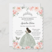 キンセアニラ赤面ピンクフローラセージグリーンドレス 招待状 (正面)