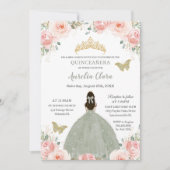 キンセアニラ赤面ピンクフローラセージグリーンプリンセス 招待状 (正面)