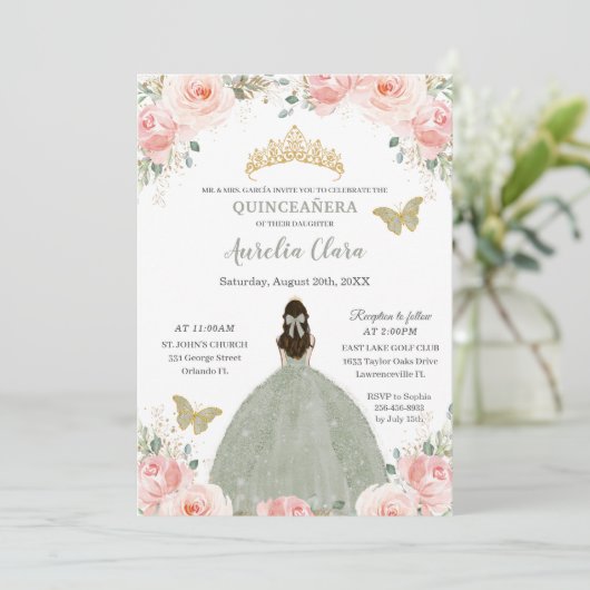 キンセアニラ赤面ピンクフローラセージグリーンプリンセス 招待状 (スタンド正面)